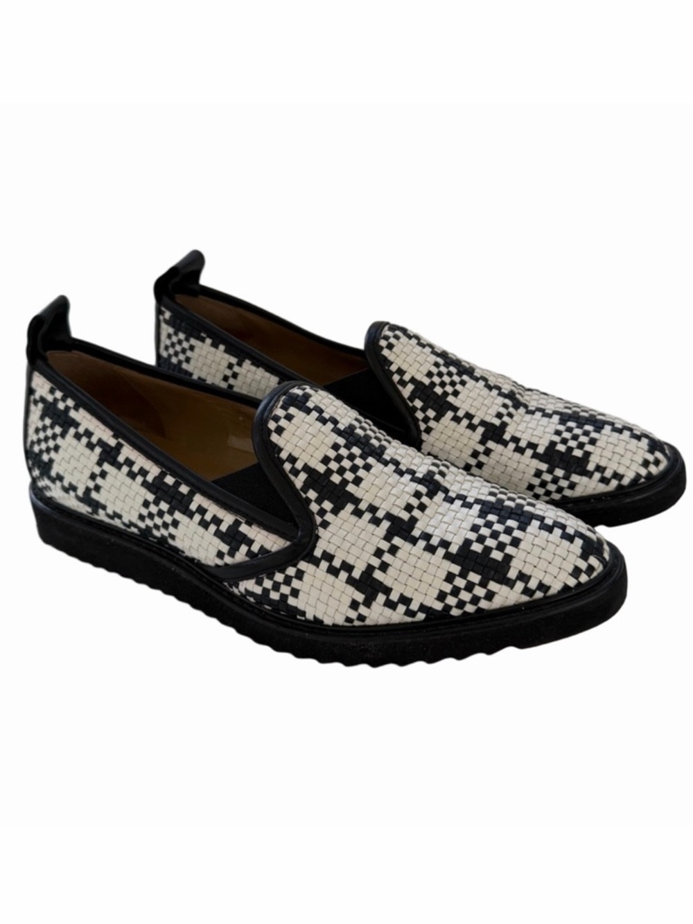 Everlane The Woven Street Shoe Black White Size 7 Loafers women’s Slip-On Flats